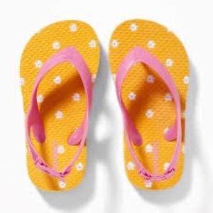 NWT Free w/ Purchase Old Navy Toddler Yellow & Pink Daisy Flip Flops